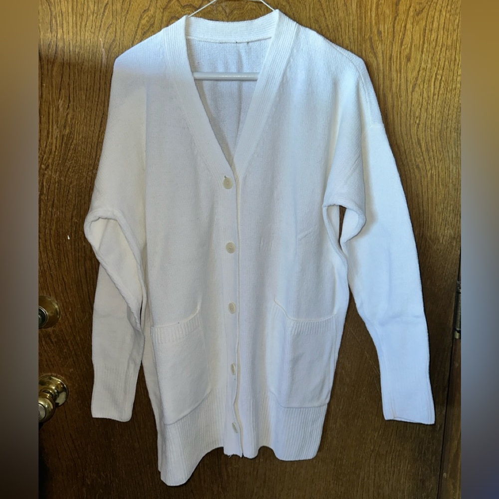 Women's White Cardigan Sweater